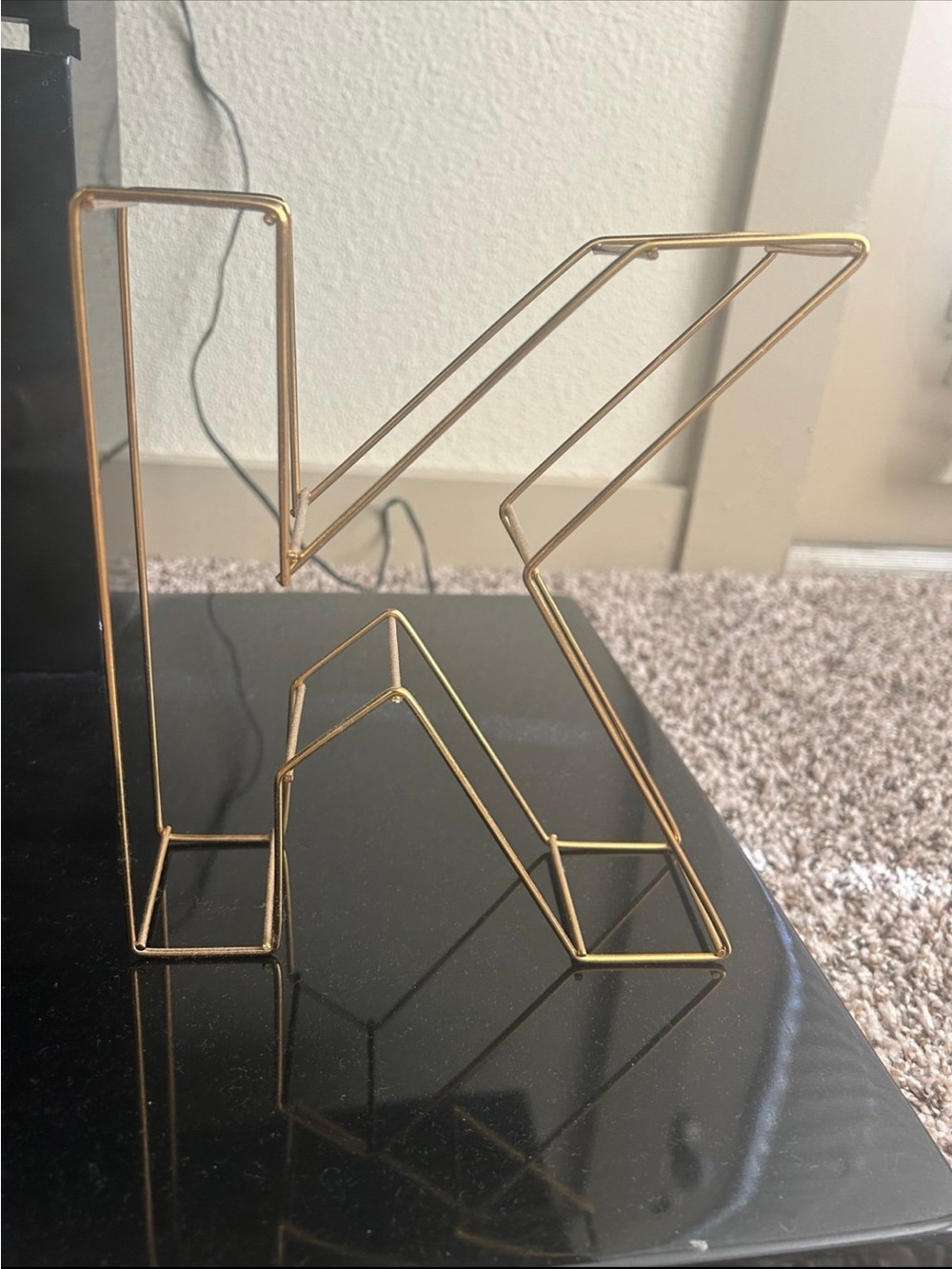 Gold Wire Letter K Decor